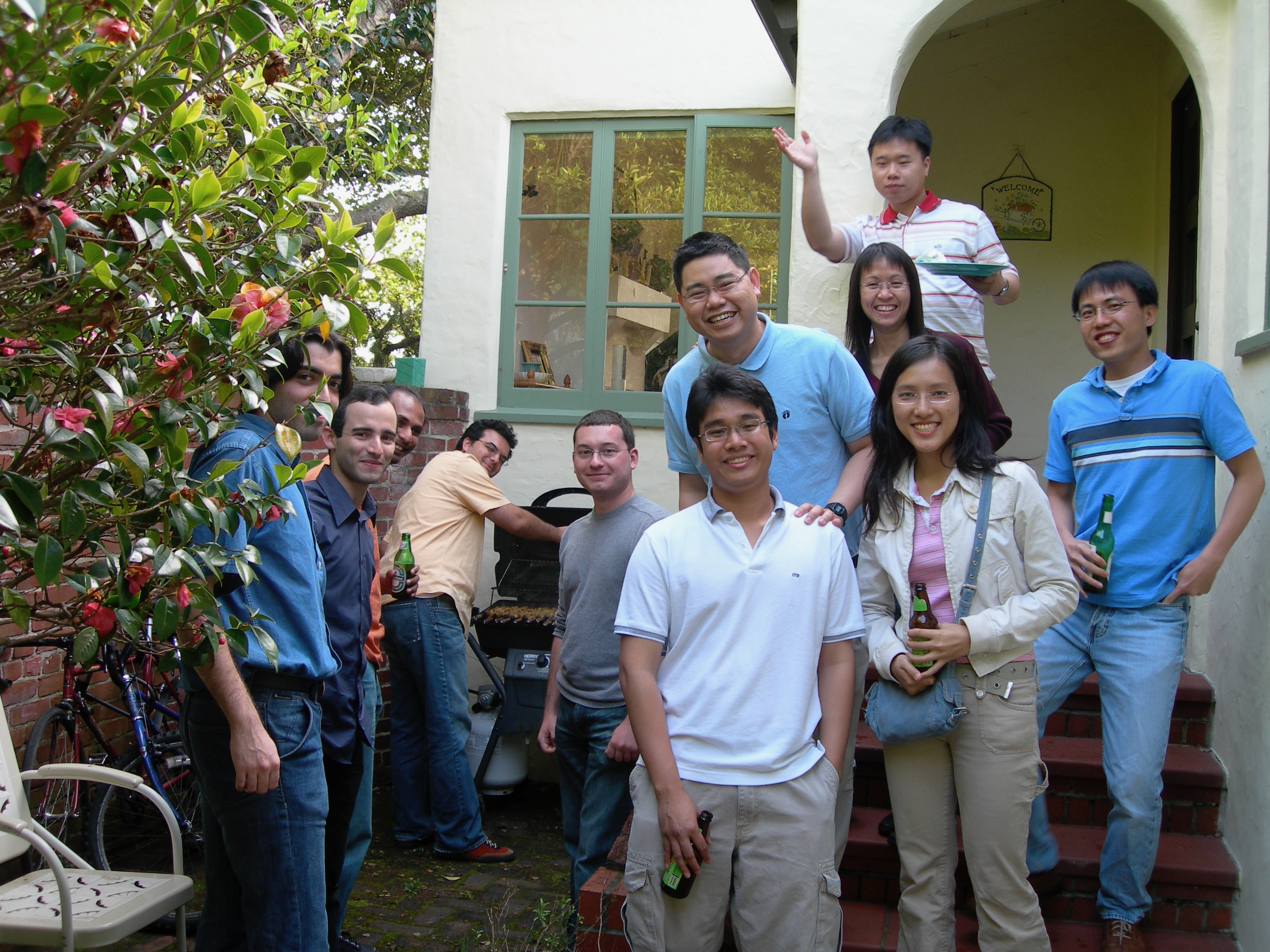 Students gathered around grill